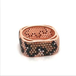 Black and White Silver Swarovski Ring 925.